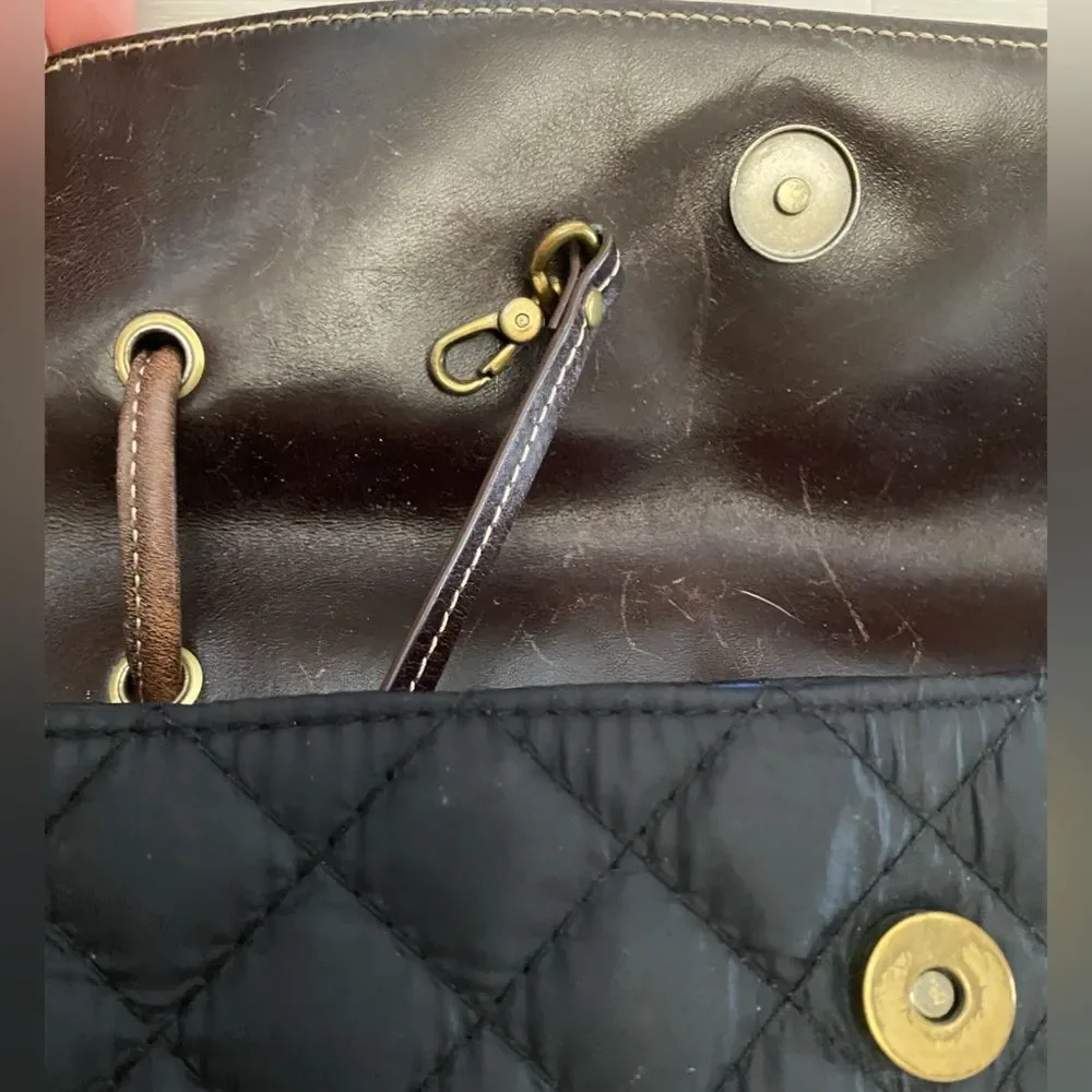 Lands End Quilted Crossbody Shoulder Bag in Black and Brown